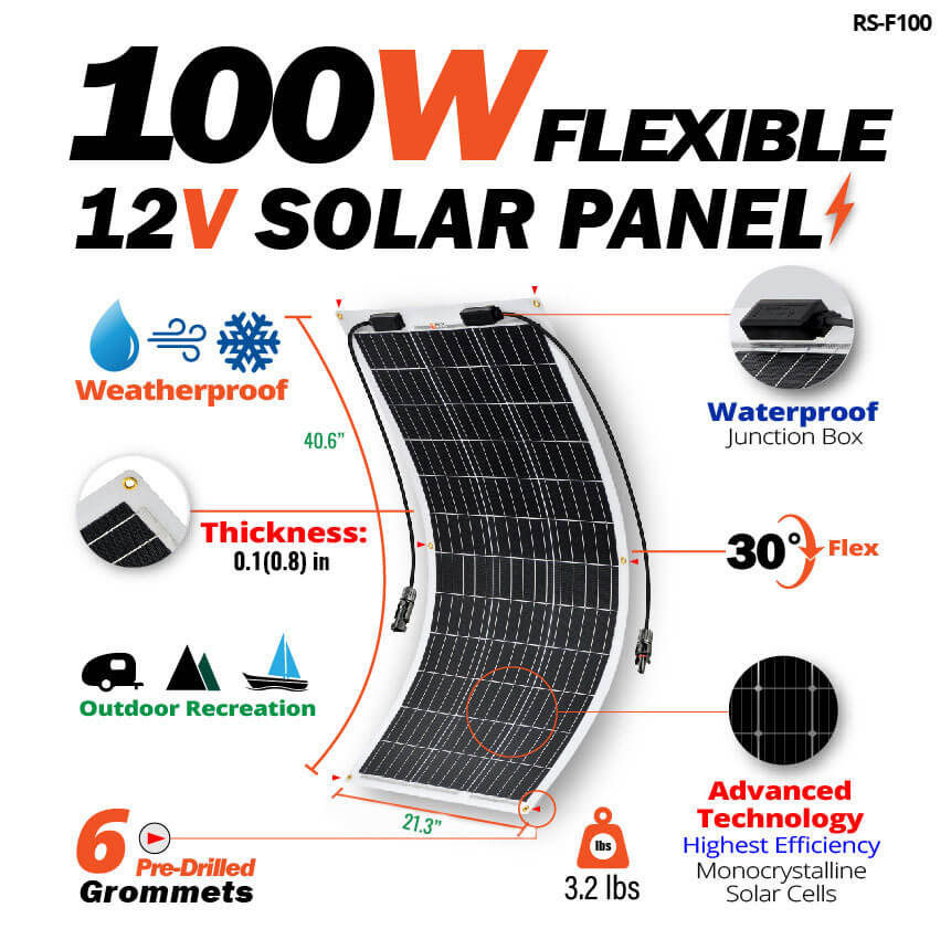 Mega 100 Watt Flexible Solar Panel - RICH SOLAR