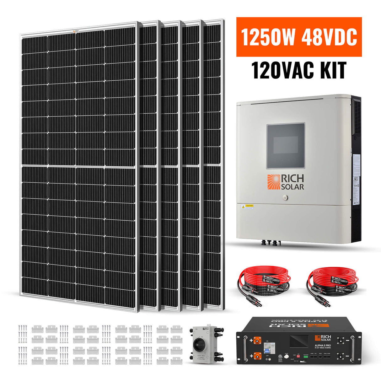 1250W 48VDC-120VAC Solar Kit