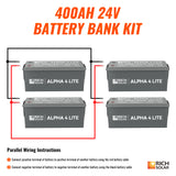 24V - 400AH - 10.2kWh Lithium Battery Bank