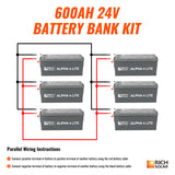 24V - 600AH - 15.3kWh Lithium Battery Bank