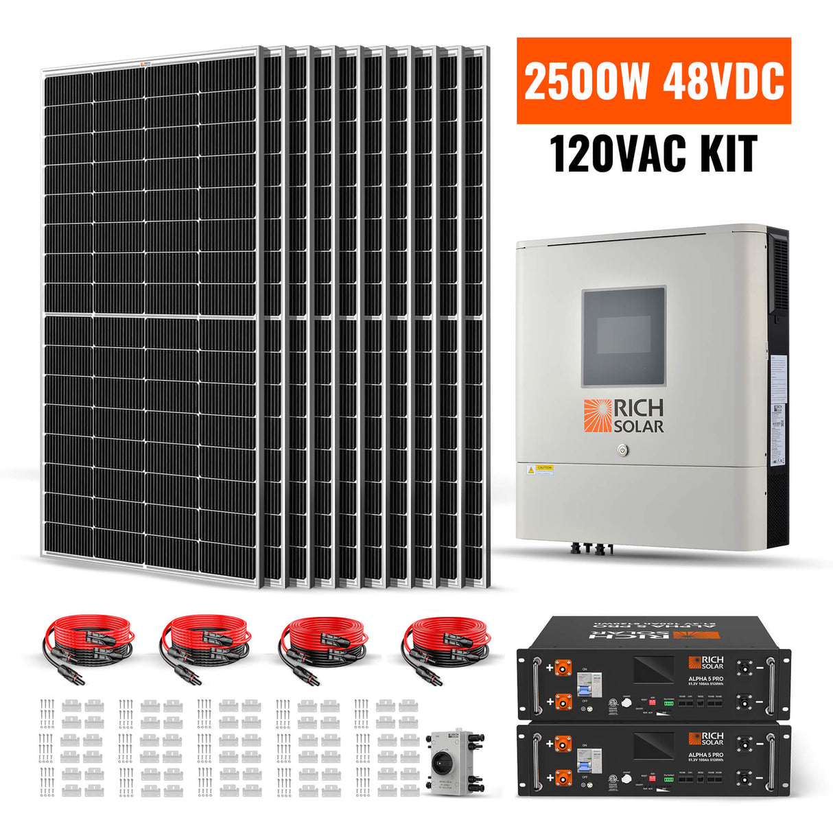 2500W 48VDC-120VAC Solar Kit