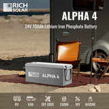 RICH SOLAR ALPHA 4 | 24V 100Ah LiFePO4 Lithium Iron Phosphate Battery w/ Internal Heat Technology and Bluetooth - RICH SOLAR