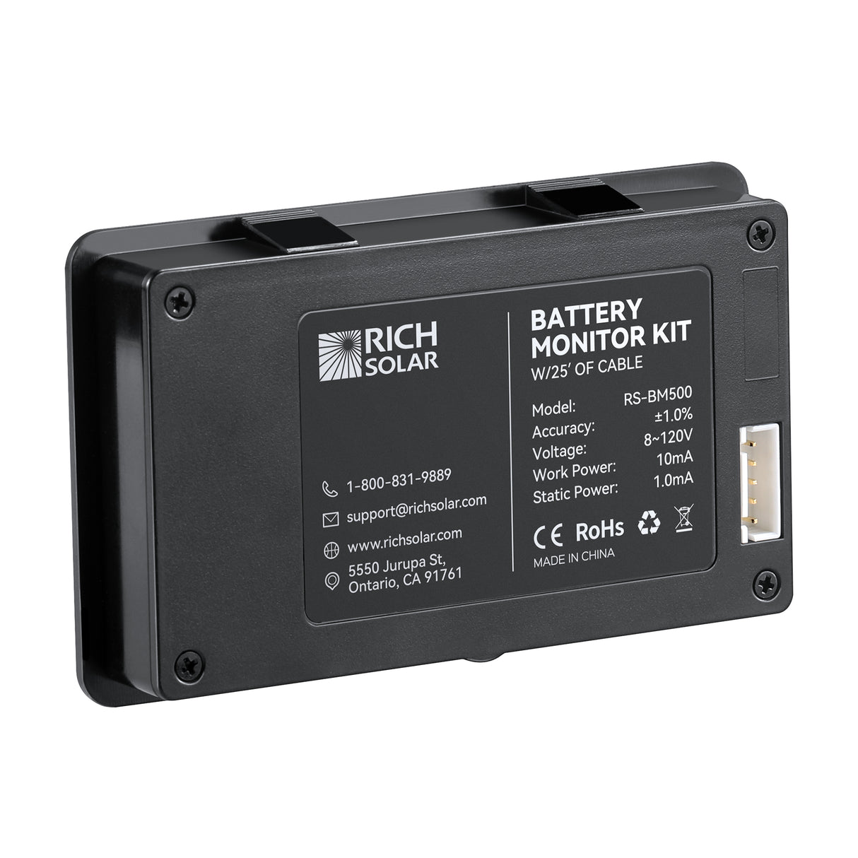 500 Amp Battery Monitor with Shunt | 8~120V 500A Battery Monitor with Shunt | Accurate Battery Status Monitor | Easy to Use