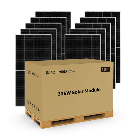 MEGA 335 | 335 Watt Solar Panel | Premium Grid-tie or Off-grid Solar Panel for Residential, Commercial, Agriculture | 25-Year Output Warranty | UL Certified