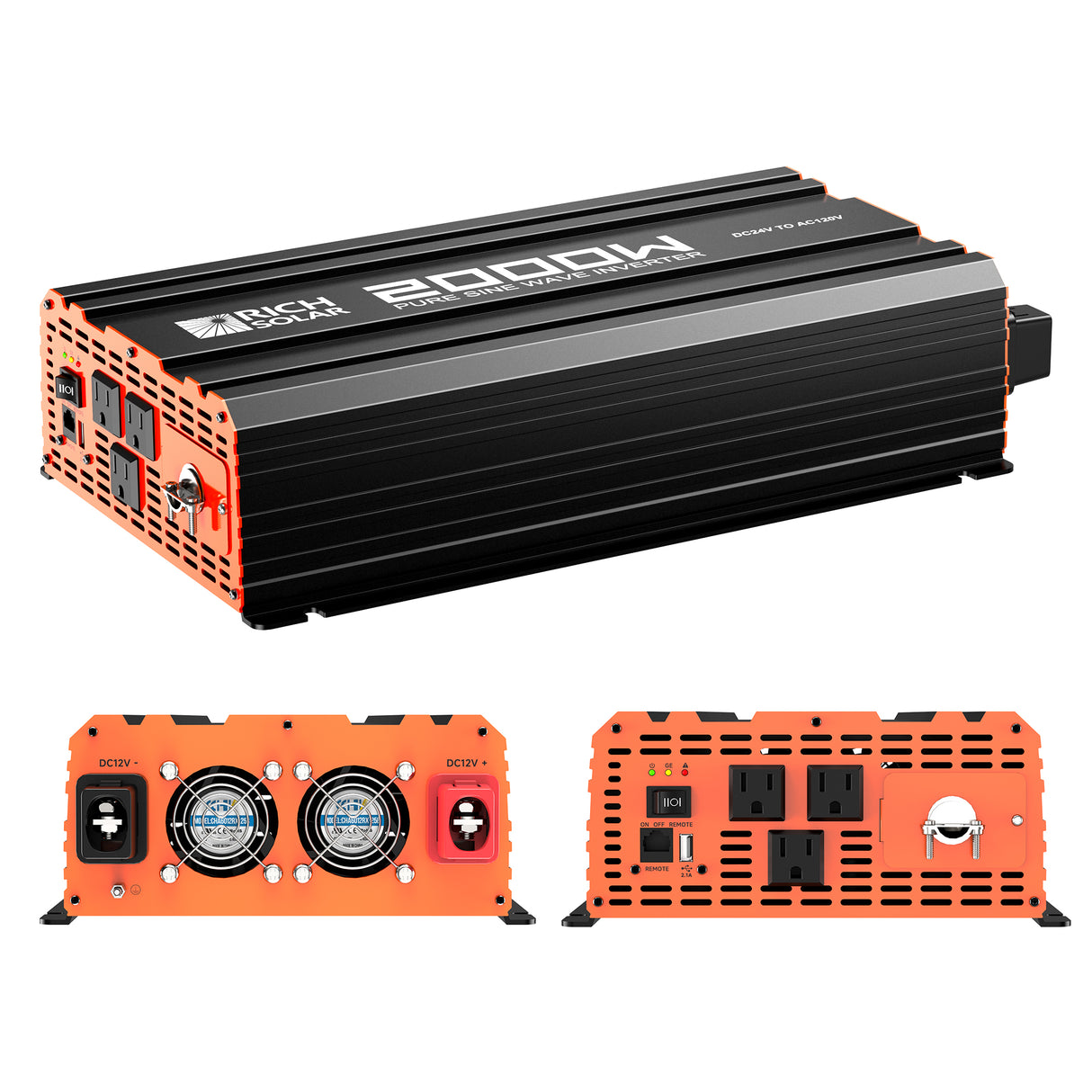 2000 Watt 24 Volt Industrial Pure Sine Wave Inverter - RICH SOLAR