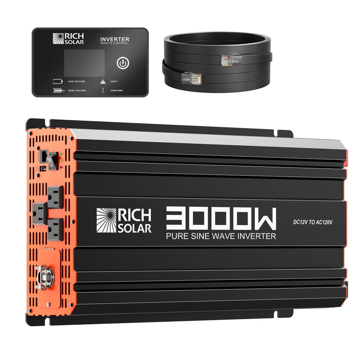 3000 Watt 12 Volt Industrial Pure Sine Wave Inverter - RICH SOLAR