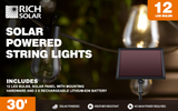 SOLAR POWERED STRING LIGHTS 12 LED BULBS - RICH SOLAR